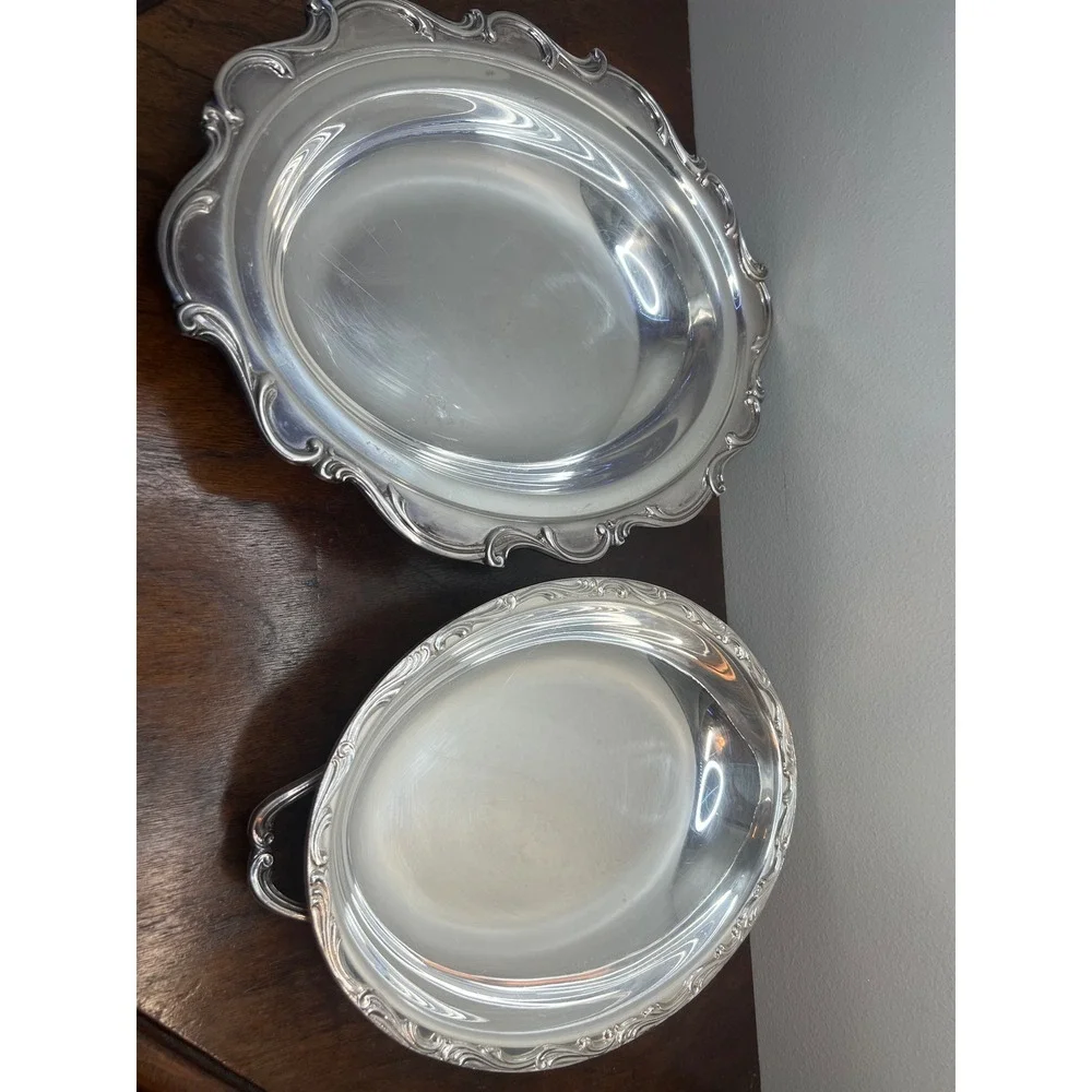 Vintage Silver Plated Oval Covered Serving Dish Scrolled Edge Domed Lid 12x9‎